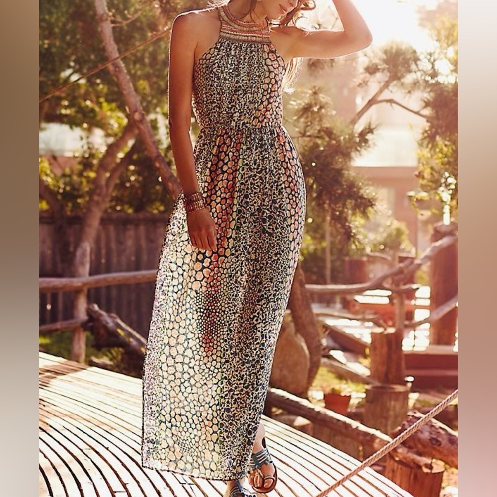 HD IN PARIS Anthropologie Mayacamas Multicolor Beaded Maxi Dress - Picture 16 of 16